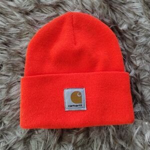VTG Carhartt Beanie Orange Made In The USA 100% Acrylic vintage
